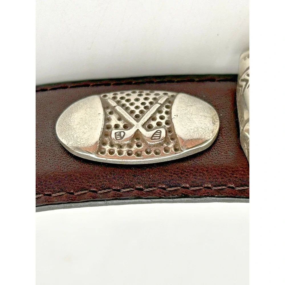 Men's Belt Imported Italian Leather Silver Golf Conchos 45 in‎ Classic Smooth